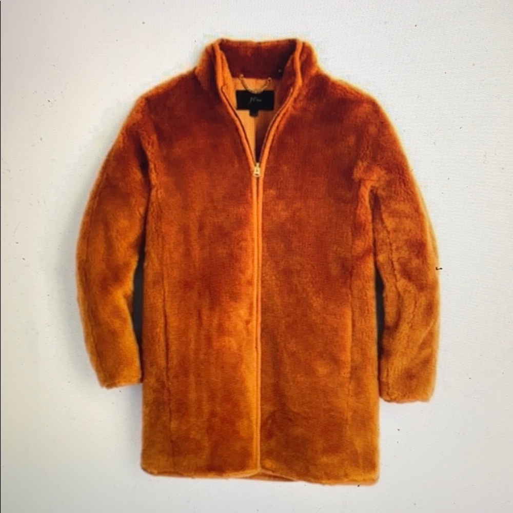 J.Crew Zip Up Plush Fleece Teddy Coat (brandy)